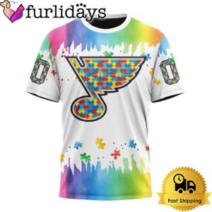 NHL St Louis Blues Logo Special Autism Awareness Design Custom T Shirt