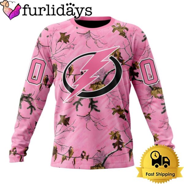 NHL Tampa Bay Lightning Special Realtree Pink Camouflage Custom Sweatshirt