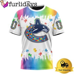 NHL Vancouver Canucks Logo Special Autism Awareness Design Custom T Shirt