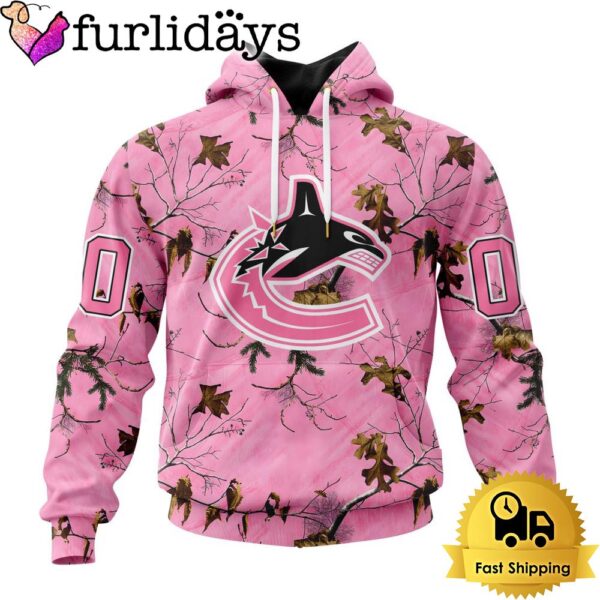 NHL Vancouver Canucks Special Realtree Pink Camouflage Custom Hoodie