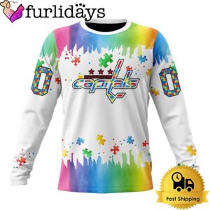 NHL Washington Capitals Logo Special Autism Awareness Design Custom Sweatshirt