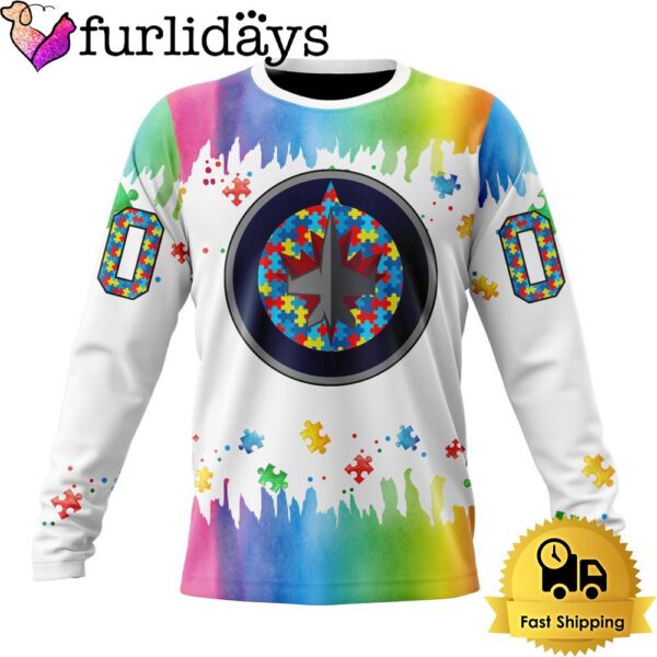 NHL Winnipeg Jets Logo Special Autism Awareness Design Custom Sweatshirt