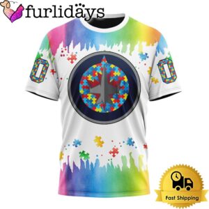 NHL Winnipeg Jets Logo Special Autism Awareness Design Custom T Shirt