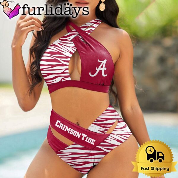 Alabama Crimson Tide Zebra Women Bikini Set Sport