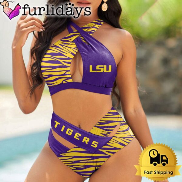 LSU Tigers Zebra Women Bikini Set Sport