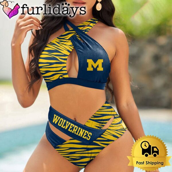 Michigan Wolverines Zebra Women Bikini Set Sport