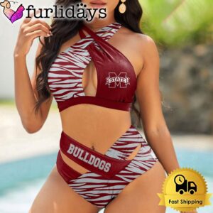 Mississippi State Bulldogs Zebra Women Bikini…