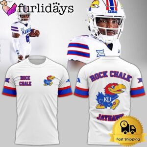 NCAA Kansas Jayhawk Big12 White Rock Chalk T Shirt