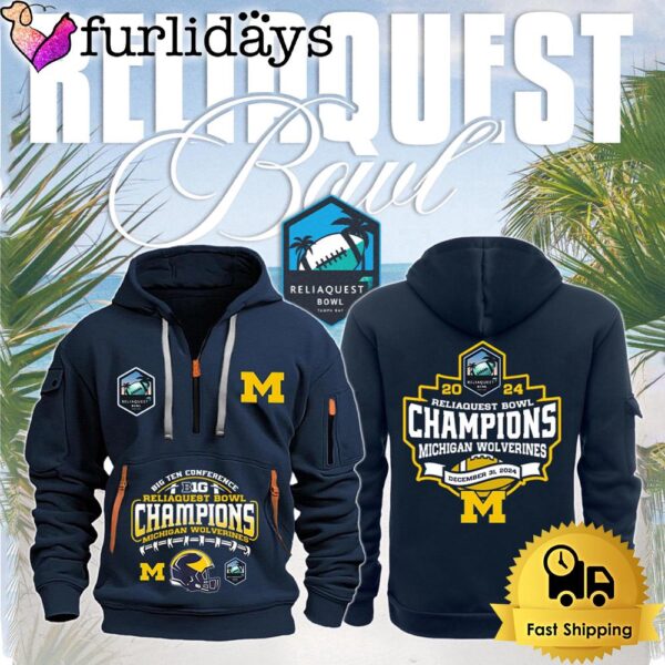 NCAA Michigan Wolverines ReliaQuest Bowl Champions Quarter Zip Hoodie