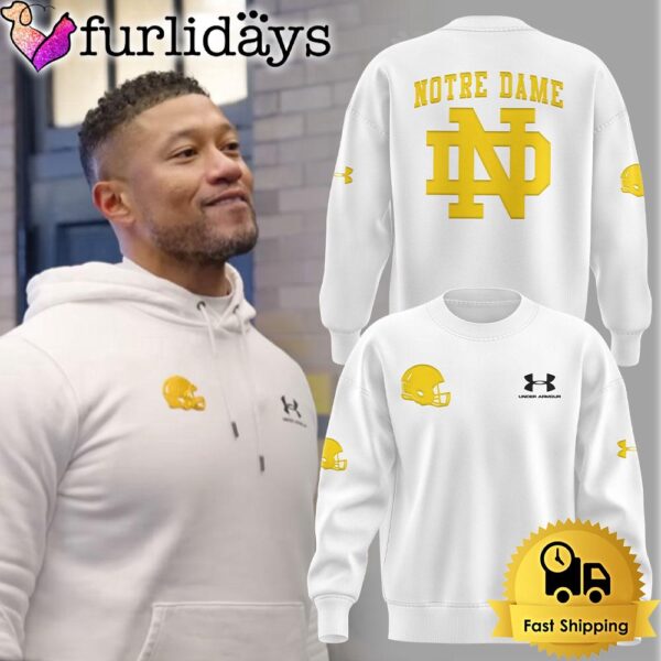 NCAA Notre Dame Football Coach Marcus Freeman White Sweatshirt