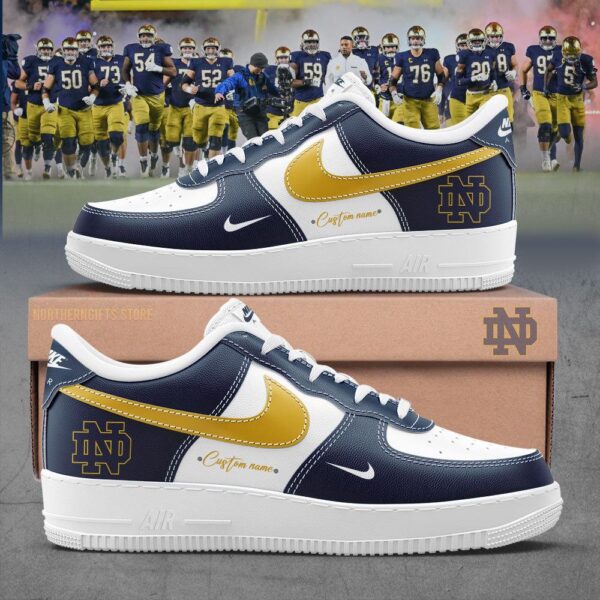 NCAA Notre Dame Football Custom Name Air Force 1 Shoes For Fans