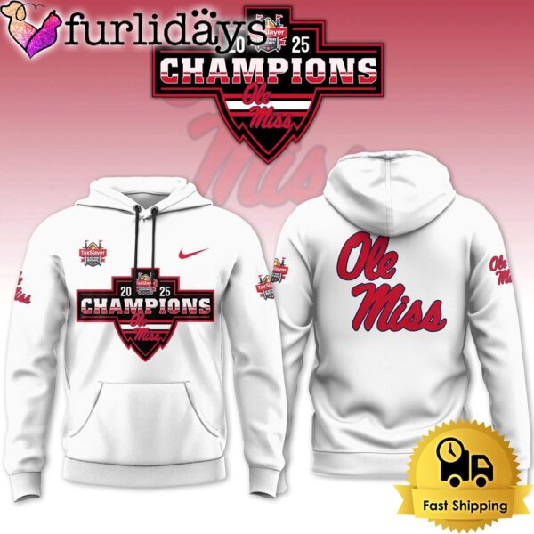 NCAA Ole Miss Rebels Football Gator Bowl Champion Limited Edition White Hoodie