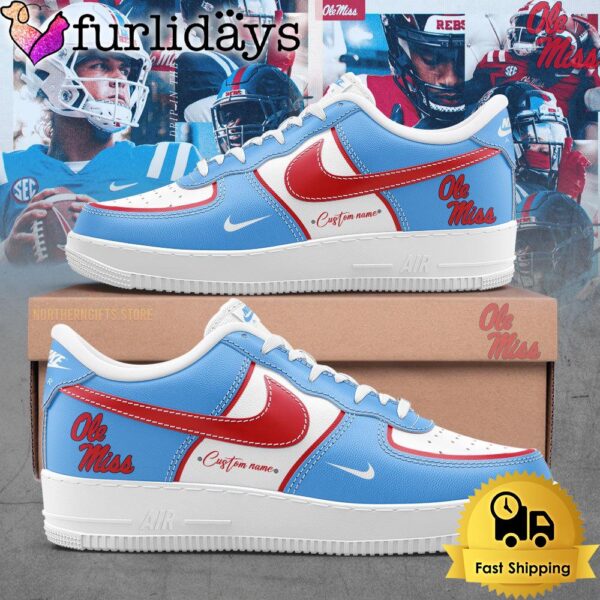 NCAA Ole Miss Rebels Football Limited Edition Coach Lane Kiffin Custom Air Force 1 Shoes