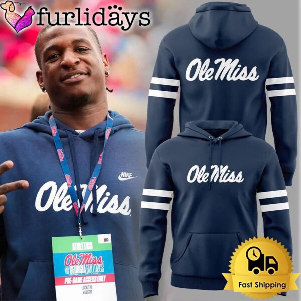 NCAA Ole Miss Rebels Football Pre Game Access Only Limited Edition Navy Hoodie