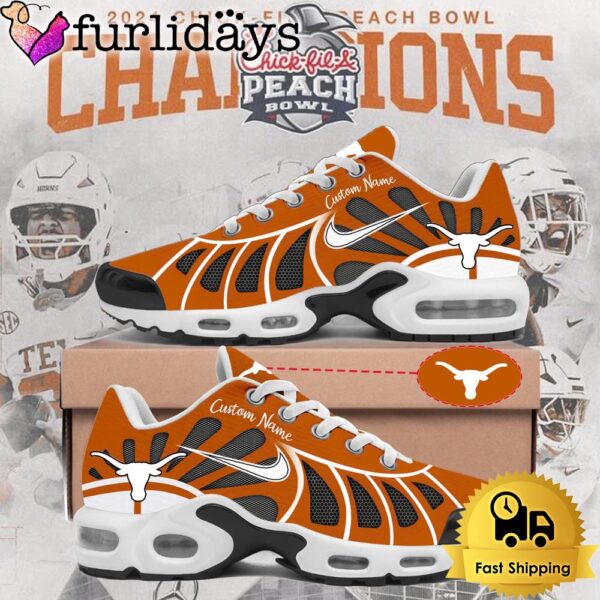 NCAA Texas Longhorns Football Chick Fil A Peach Bowl Champions Custom Air Max Plus Shoes