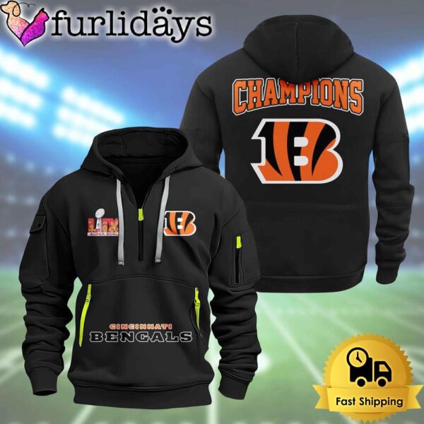 NFL Cincinnati Bengals Super Bowl LIX Design Limited Edition 2D Quarter Zip Hoodie