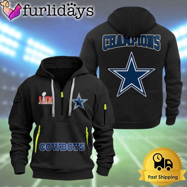 NFL Dallas Cowboys Super Bowl LIX Design Limited Edition 2D Quarter Zip Hoodie