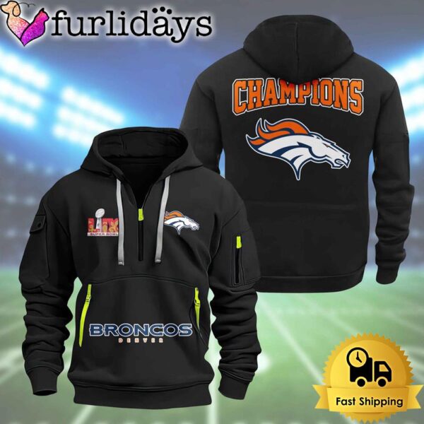 NFL Denver Broncos Super Bowl LIX Design Limited Edition 2D Quarter Zip Hoodie