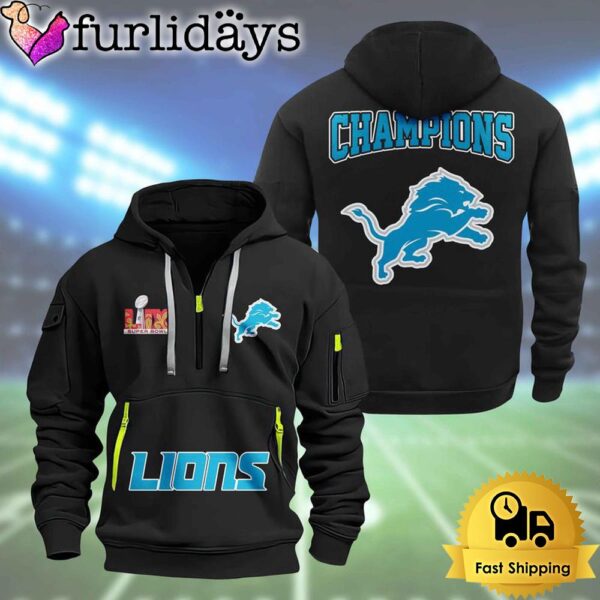 NFL Detroit Lions Super Bowl LIX Design Limited Edition 2D Quarter Zip Hoodie