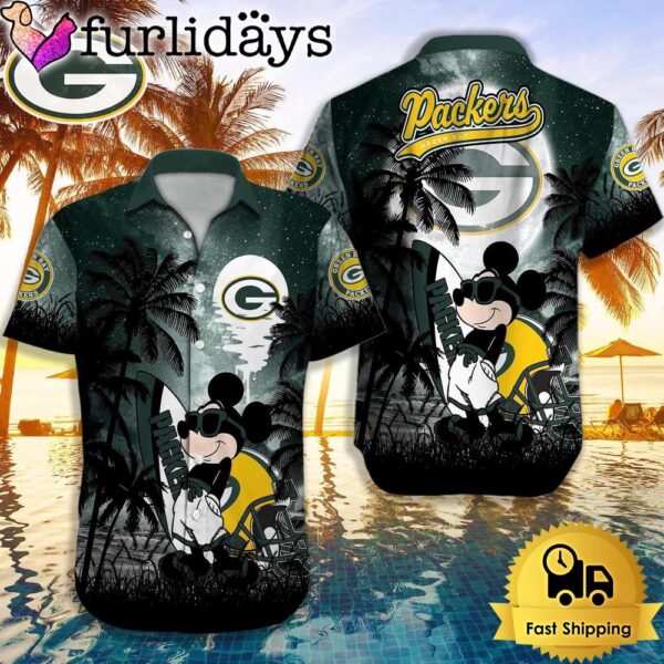 NFL Green Bay Packers Mickey Mouse Summer Hawaiian Shirt, Disney Hawaiian Shirt