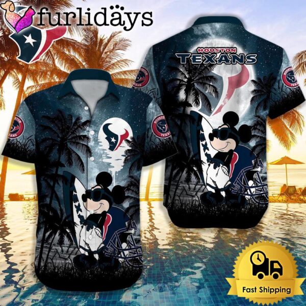 NFL Houston Texans Mickey Mouse Summer Hawaiian Shirt, Disney Hawaiian Shirt