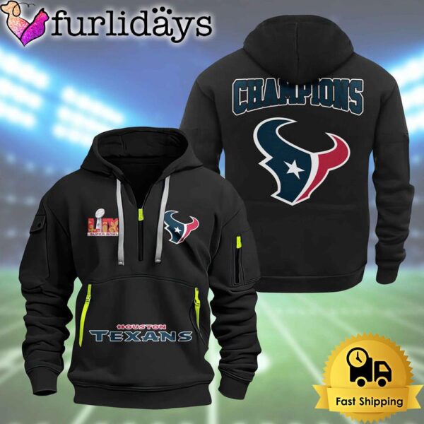 NFL Houston Texans Super Bowl LIX Design Limited Edition 2D Quarter Zip Hoodie