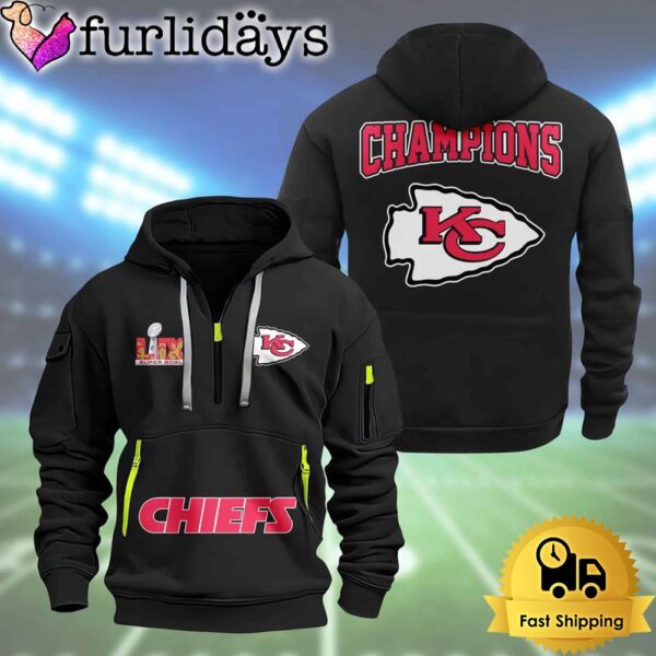 NFL Kansas City Chiefs Super Bowl LIX Design Limited Edition 2D Quarter Zip Hoodie