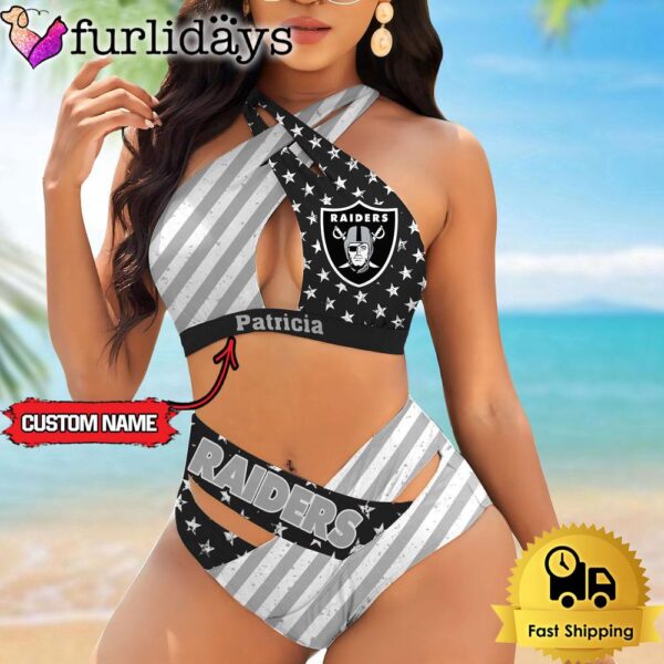 NFL Las Vegas Raiders Women Bikini Set Summer Football Bikini Sets