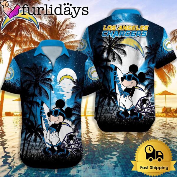 NFL Los Angeles Chargers Mickey Mouse Summer Hawaiian Shirt, Disney Hawaiian Shirt