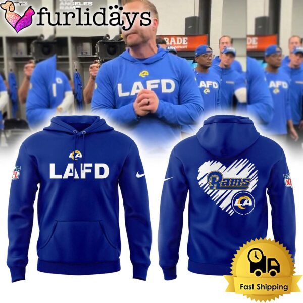 NFL Los Angeles Rams LAFD 2025 White Heart Hoodie