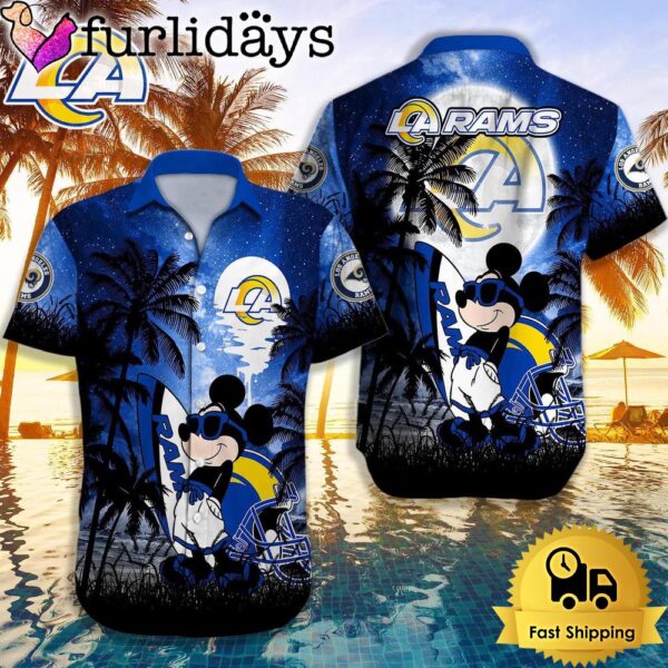 NFL Los Angeles Rams Mickey Mouse Summer Hawaiian Shirt, Disney Hawaiian Shirt