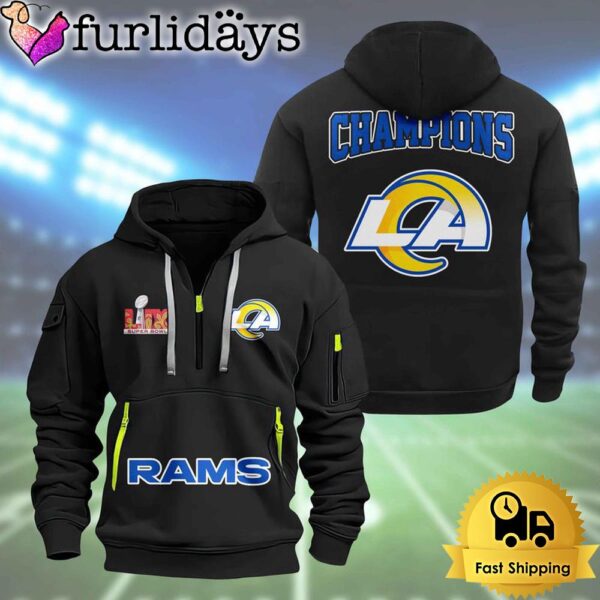 NFL Los Angeles Rams Super Bowl LIX Design Limited Edition 2D Quarter Zip Hoodie