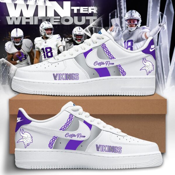 NFL Minnesota Vikings Winter White Out Limited Edition Custom Air Force 1 Shoes