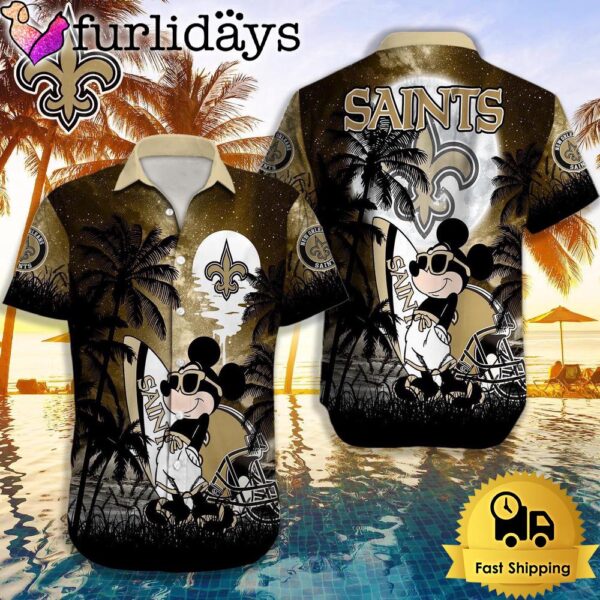 NFL New Orleans Saints Mickey Mouse Summer Hawaiian Shirt, Disney Hawaiian Shirt