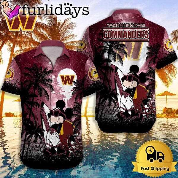 NFL Washington Commanders Mickey Mouse Summer Hawaiian Shirt, Disney Hawaiian Shirt