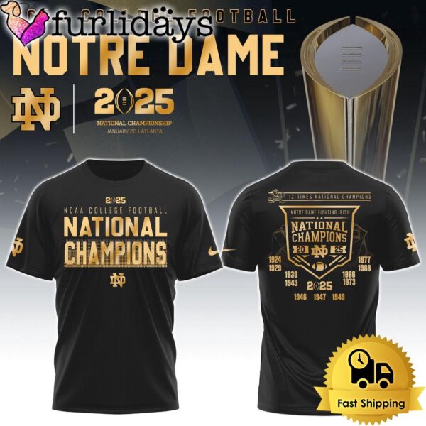 Notre Dame Fighting Irish National Champions 2025 T Shirt