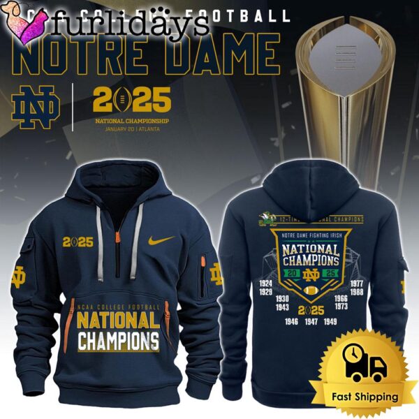 Notre Dame Fighting Irish National Champions Quarter Zip Hoodie Limited Editions