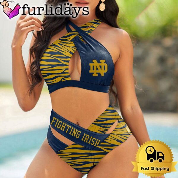 Notre Dame Fighting Irish Zebra Women Bikini Set Sport