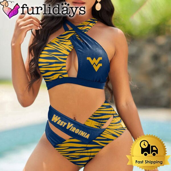 West Virginia Mountaineers Zebra Women Bikini Set Sport