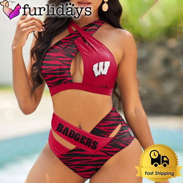 Wisconsin Badgers Zebra Women Bikini Set Sport