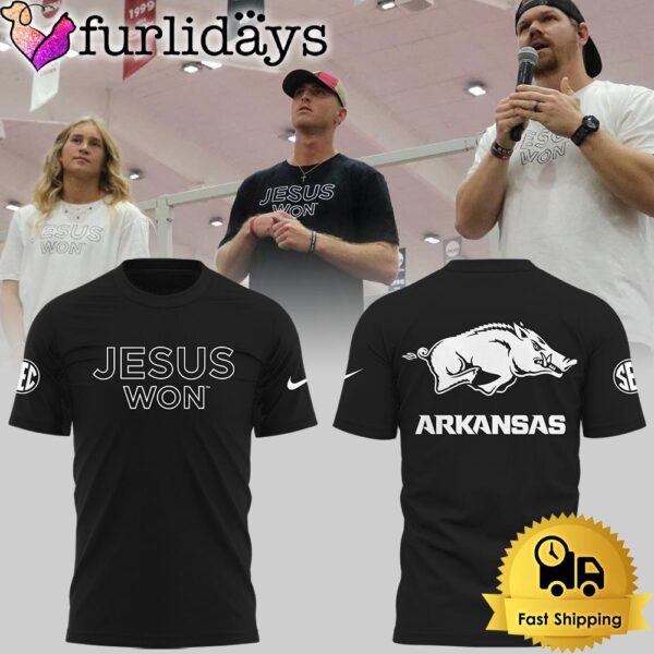 Arkansas Razorbacks NCAA SEC Limited Edition Jesus Won Black T Shirt