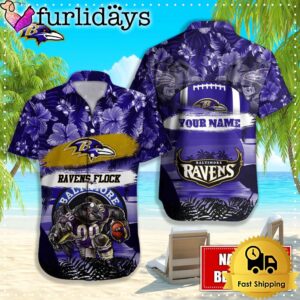 Baltimore Ravens Mascot Football Hawaiian Shirt,…