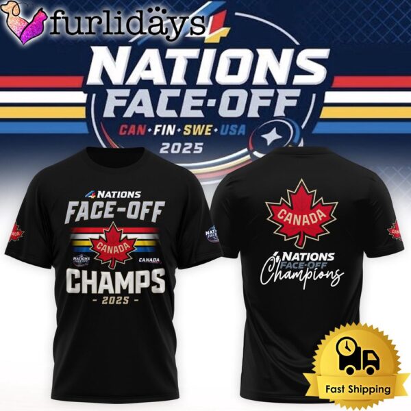 CANADA 4 Nations Face-Off 2025 Champion Black New T Shirt