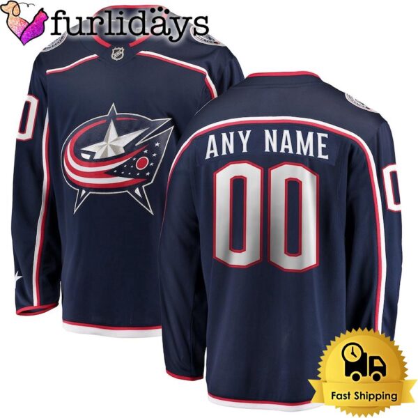 Columbus Blue Jackets Navy Home Breakaway Custom Hockey Jersey