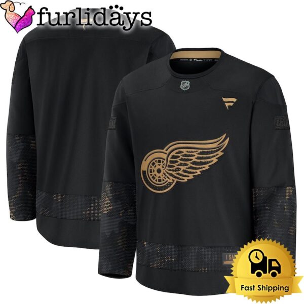 Detroit Red Wings Black Military Appreciation Practice Hockey Jersey