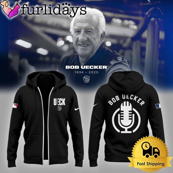 Honoring The Legend, Brewers  Icon And Baseball Hall Of Famer Bob Uecker Black Zip Hoodie