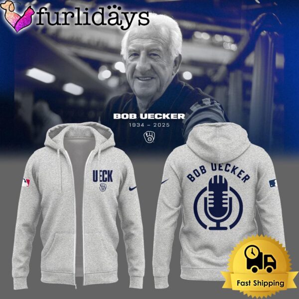 Honoring The Legend, Brewers  Icon And Baseball Hall Of Famer Bob Uecker Grey Zip Hoodie