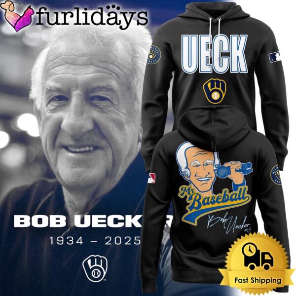 Honoring The Legend, Brewers  Icon And Baseball Hall Of Famer Bob Uecker Signature Black Hoodie