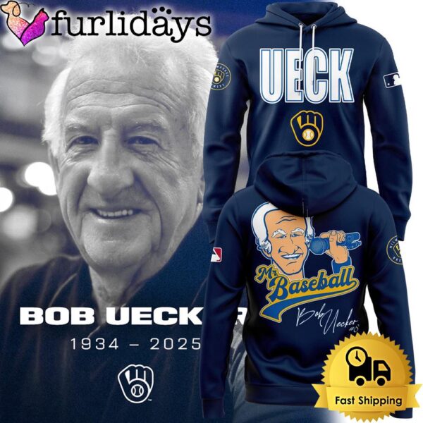 Honoring The Legend, Brewers  Icon And Baseball Hall Of Famer Bob Uecker Signature Navy Hoodie