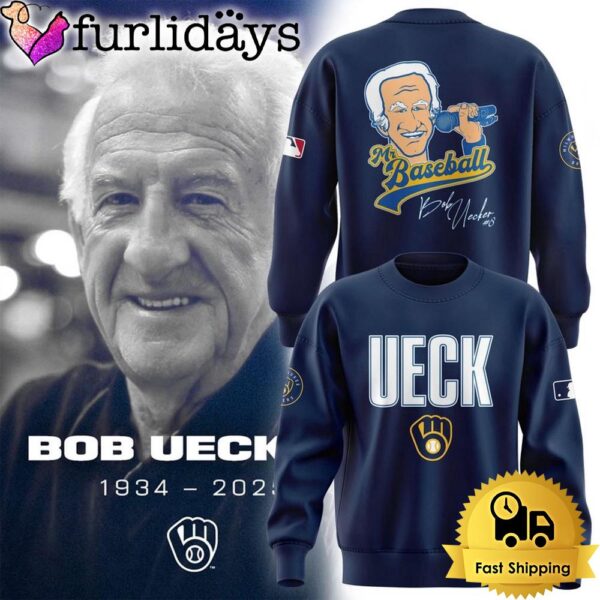 Honoring The Legend, Brewers  Icon And Baseball Hall Of Famer Bob Uecker Signature Navy Sweatshirt